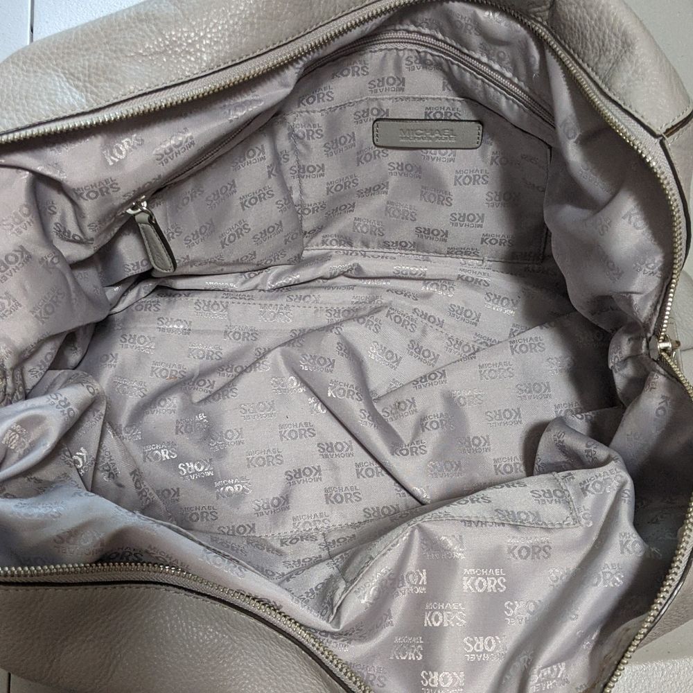 Michael Kors Solid Gray Leather Hamilton Weekend … - image 7